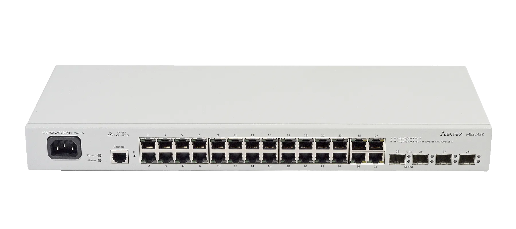 Ethernet-коммутатор MES2428-DC, 24x1G RJ45 + 4xCombo (RJ45/SFP), L2, 48V DC